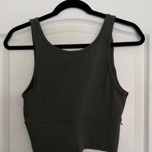 Dark lululemon Olive Green Cropped workout Tank Top